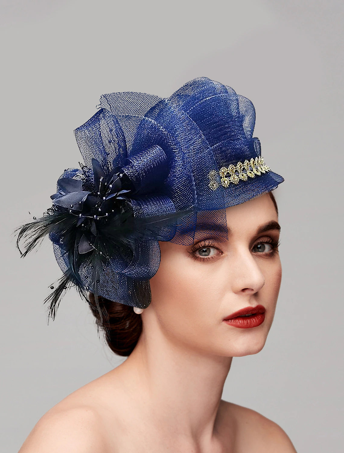 Wholesale Fascinators Kentucky Derby Hat Feathers Net Ladies Day Melbourne Cup Cocktail Royal Astcot Headpieces With Feather Cap Headpiece Headwear